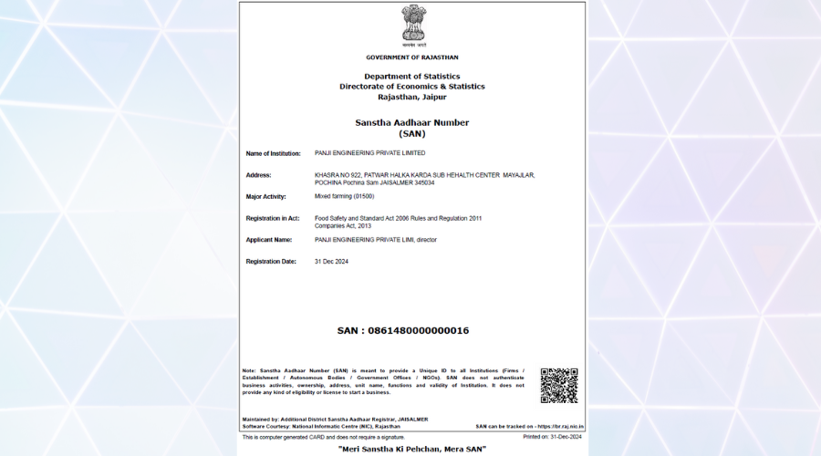Sanstha Aadhaar Number